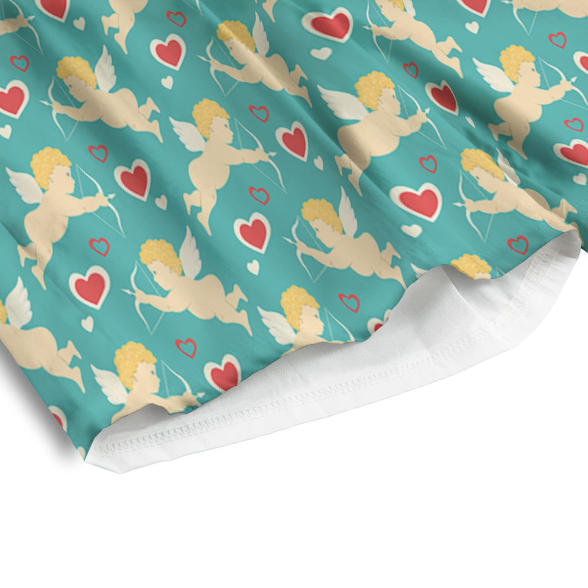 Blue Cupid And Heart Print Pattern Men's Athletic Shorts