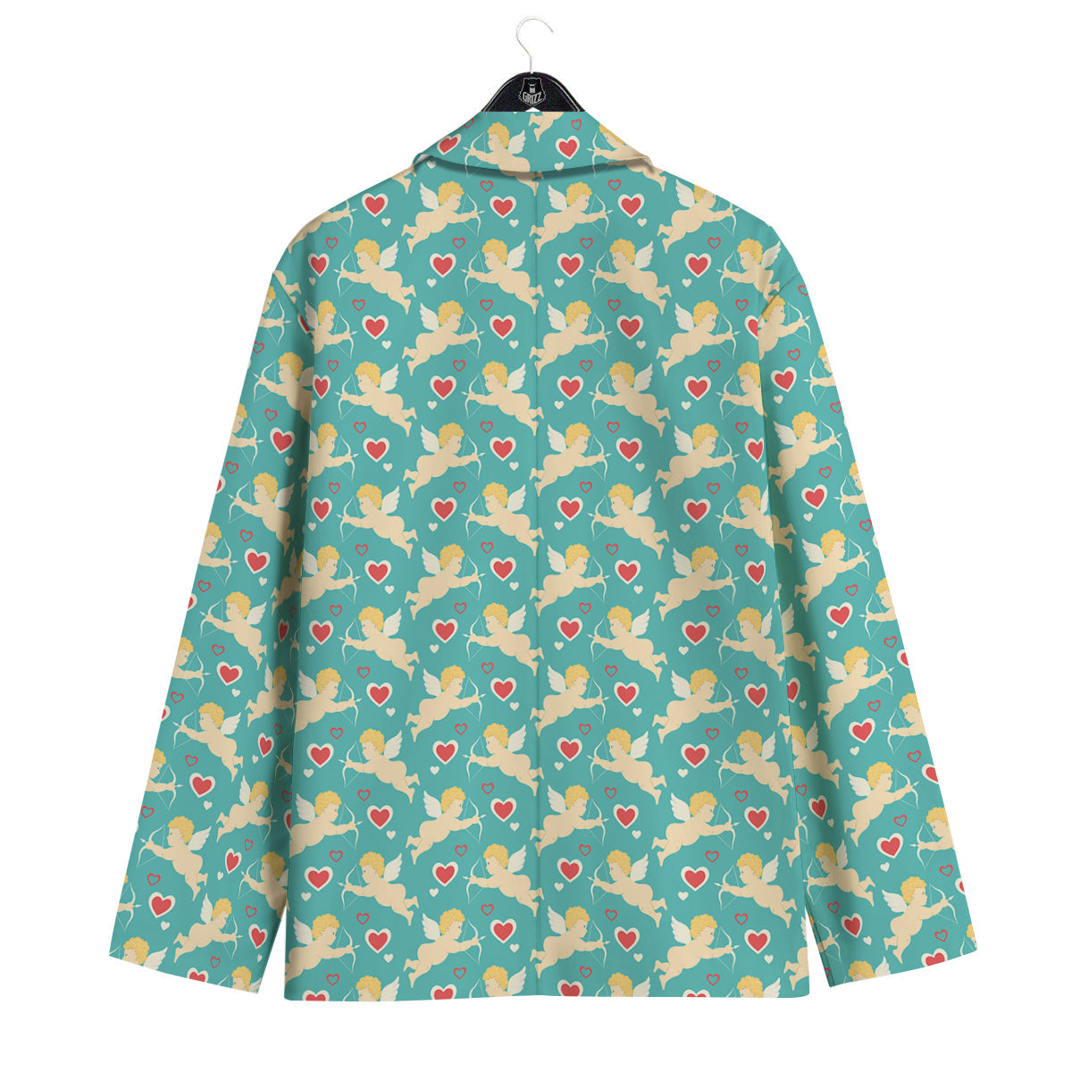 Blue Cupid And Heart Print Pattern Men's Sport Coat-grizzshop