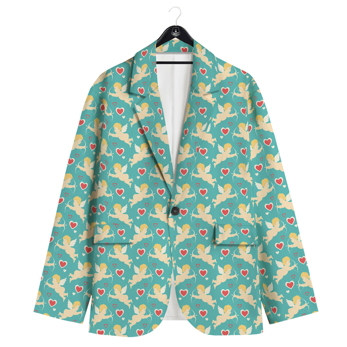 Blue Cupid And Heart Print Pattern Men's Sport Coat-grizzshop
