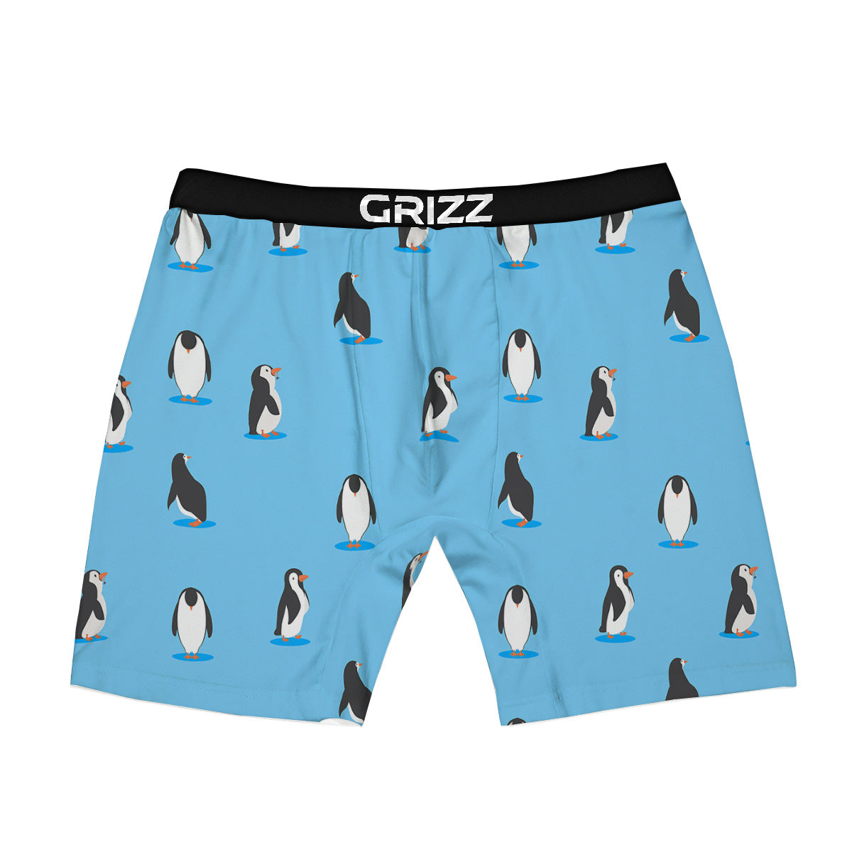 Blue Cute Penguin Print Pattern Boxer Briefs-grizzshop
