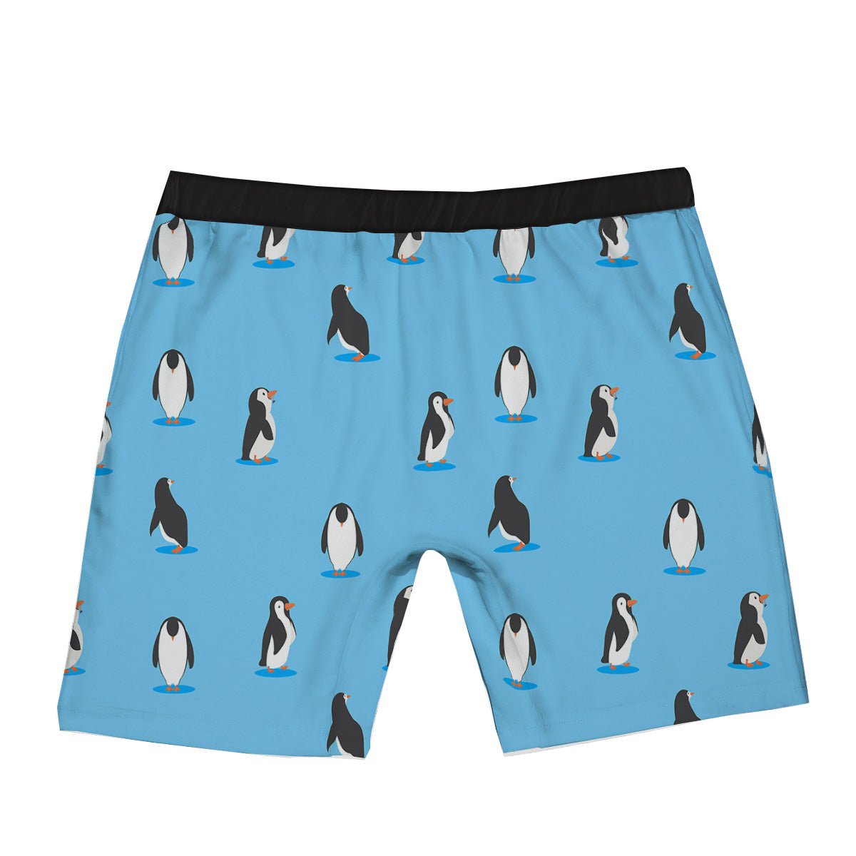 Blue Cute Penguin Print Pattern Boxer Briefs-grizzshop