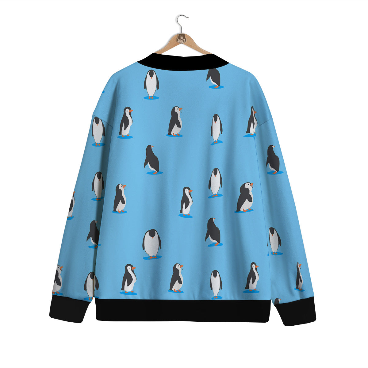 Blue Cute Penguin Print Pattern Cardigan-grizzshop