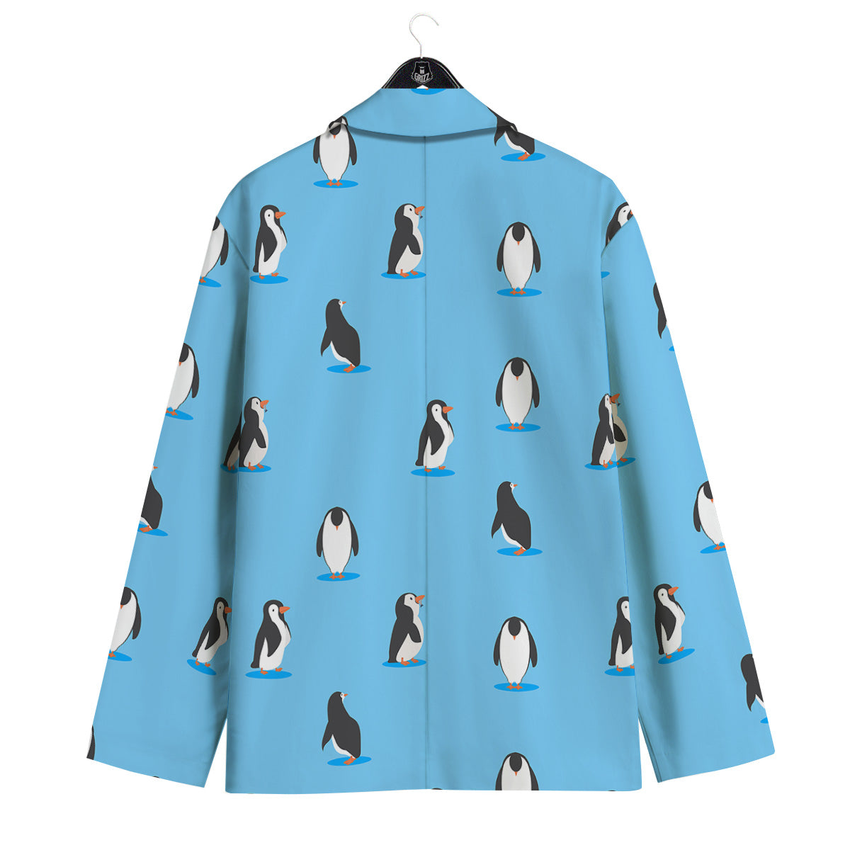 Blue Cute Penguin Print Pattern Men's Sport Coat-grizzshop