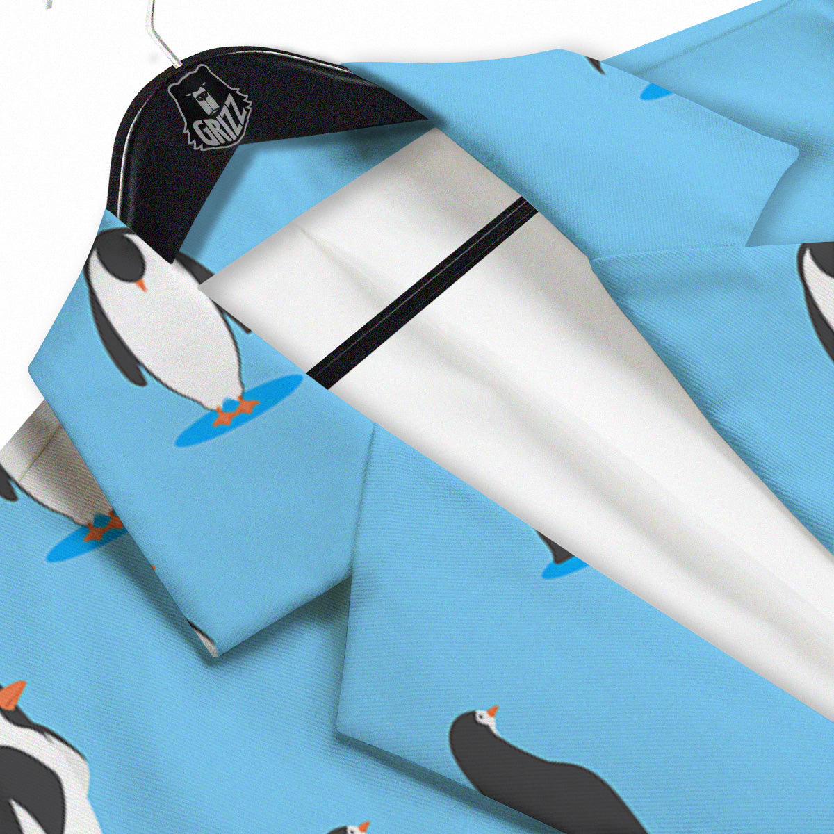 Blue Cute Penguin Print Pattern Men's Sport Coat-grizzshop