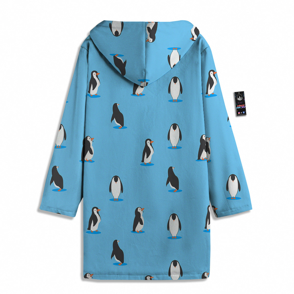Blue Cute Penguin Print Pattern Men's Windbreaker Jacket-grizzshop