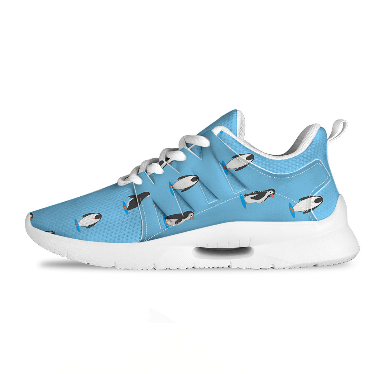 Blue Cute Penguin Print Pattern Tennis Shoes-grizzshop