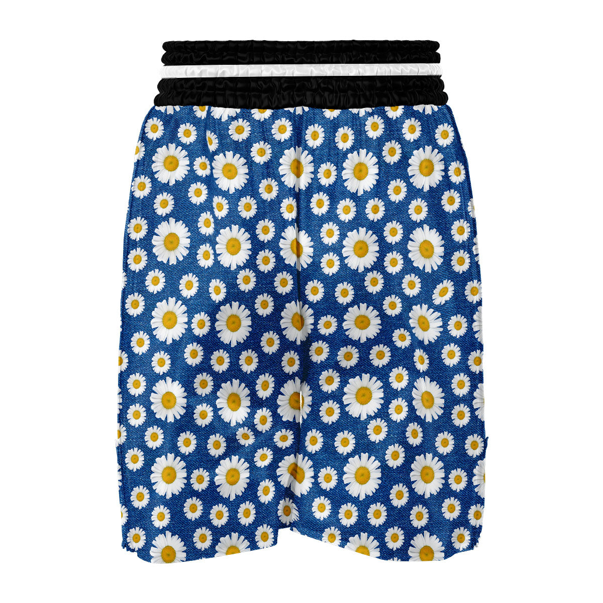 Blue Daisy Print Boxing Shorts-grizzshop