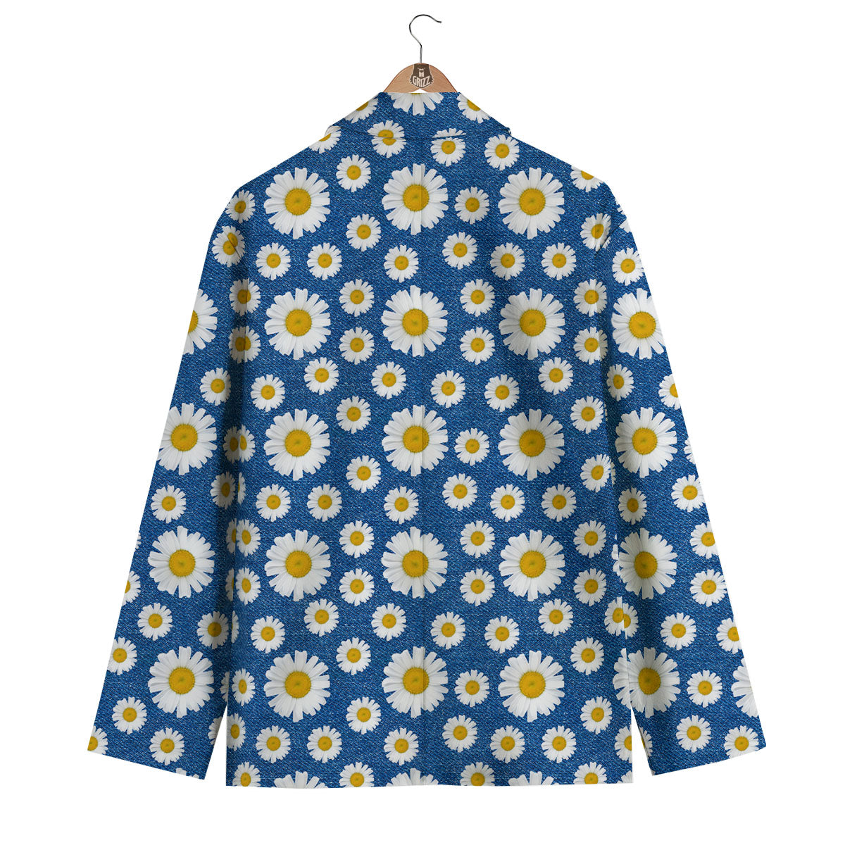 Blue Daisy Print Men's Blazer-grizzshop
