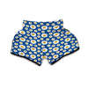 Blue Daisy Print Muay Thai Boxing Shorts-grizzshop