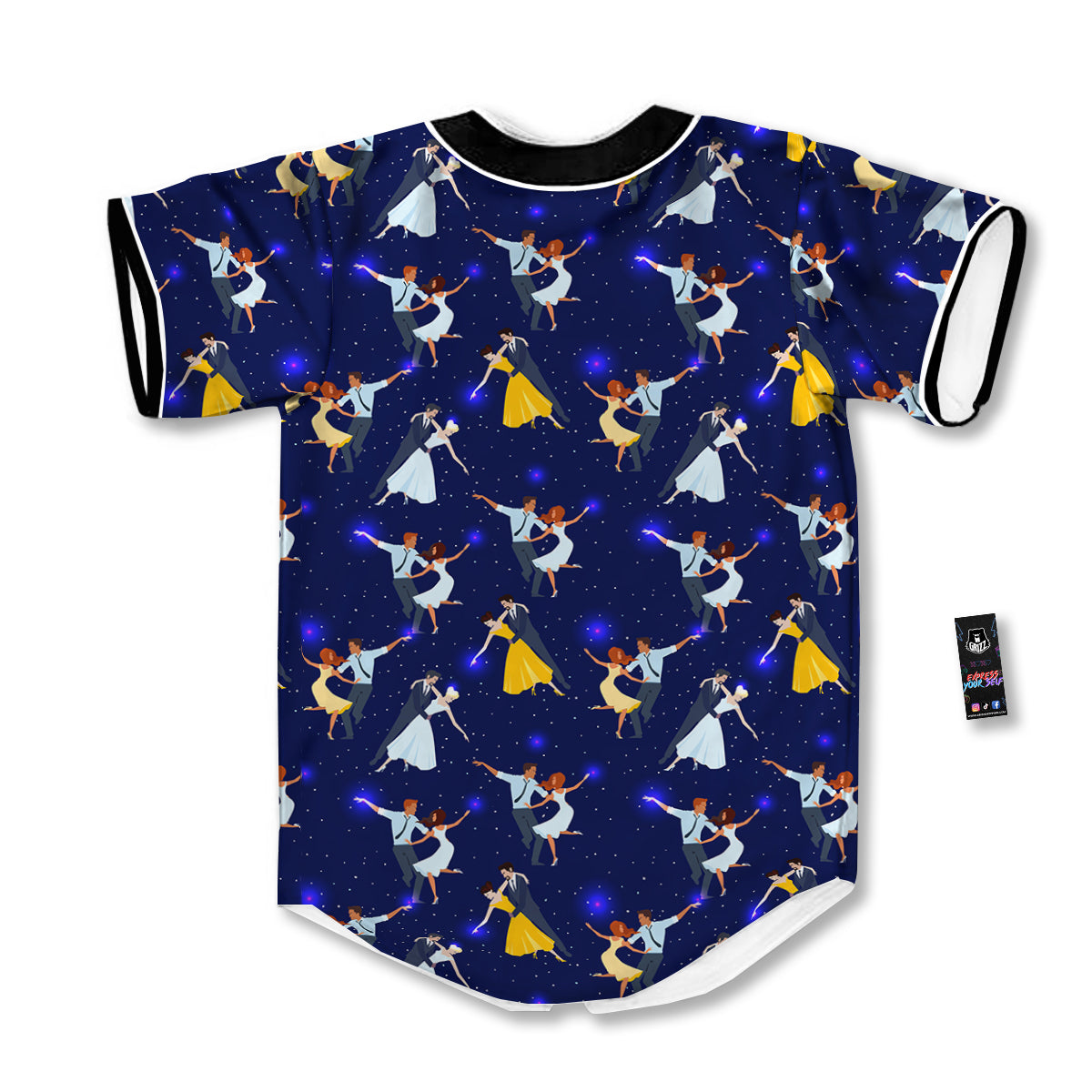 Blue Dancer Print Pattern Baseball Jersey-grizzshop