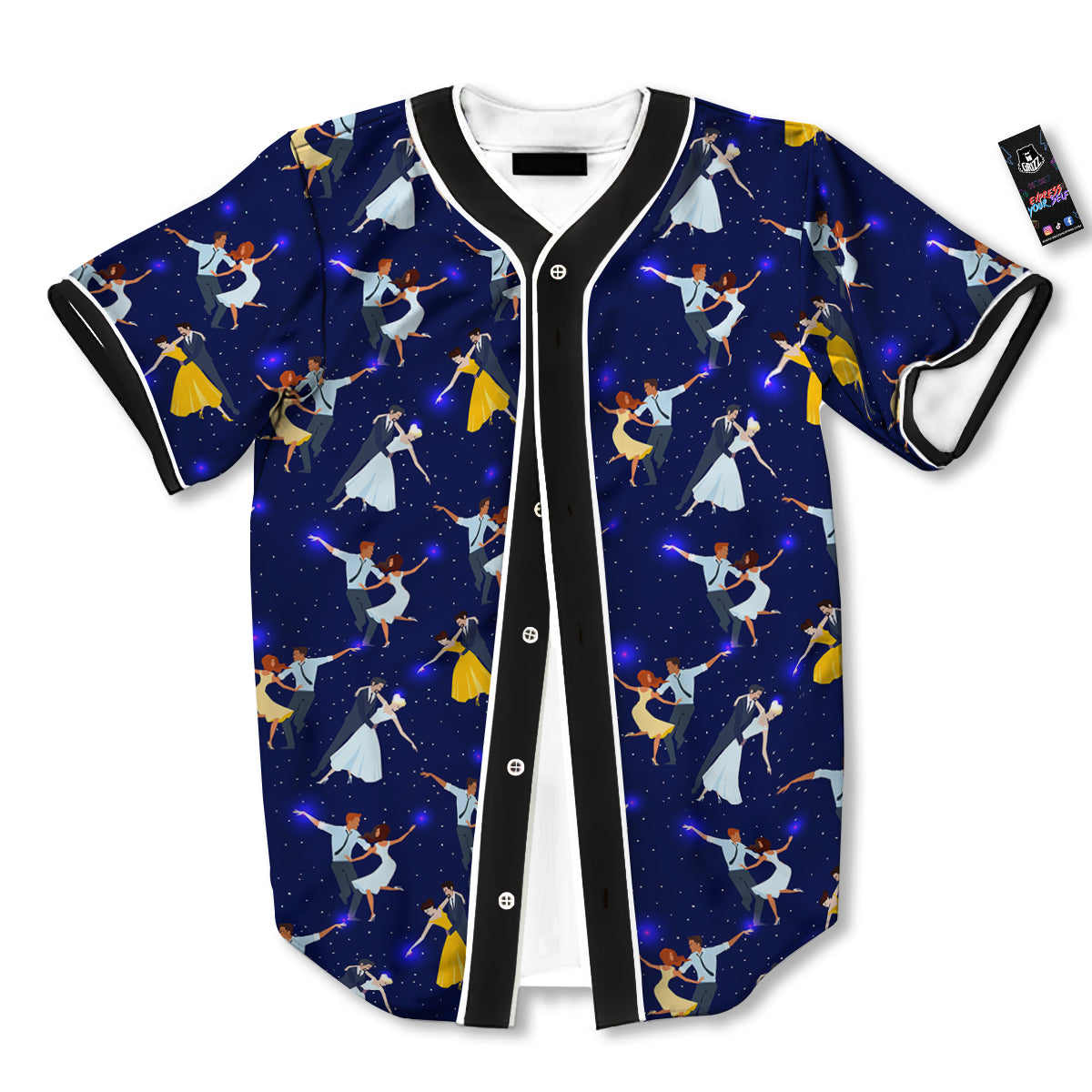 Blue Dancer Print Pattern Baseball Jersey-grizzshop