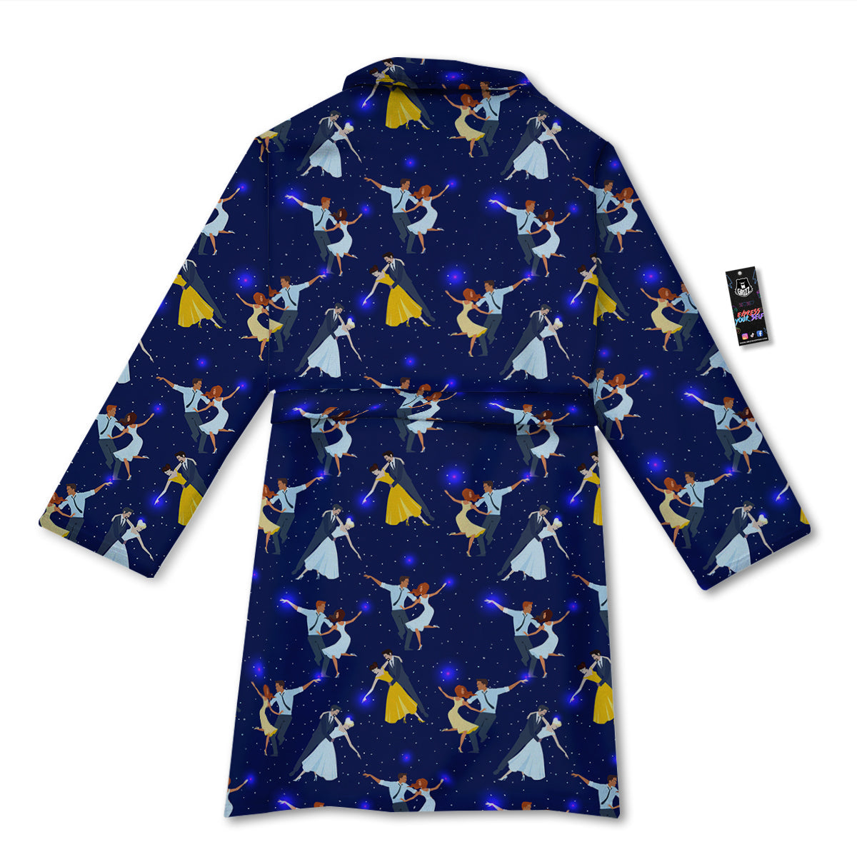 Blue Dancer Print Pattern Bathrobe-grizzshop
