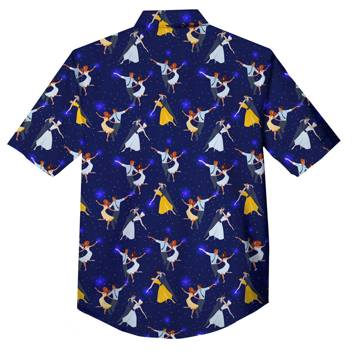 Blue Dancer Print Pattern Button Up Shirt-grizzshop