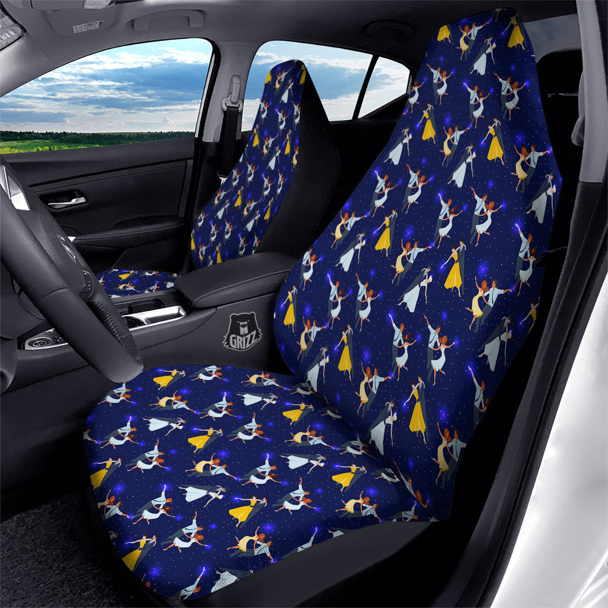 Blue Dancer Print Pattern Car Seat Covers-grizzshop