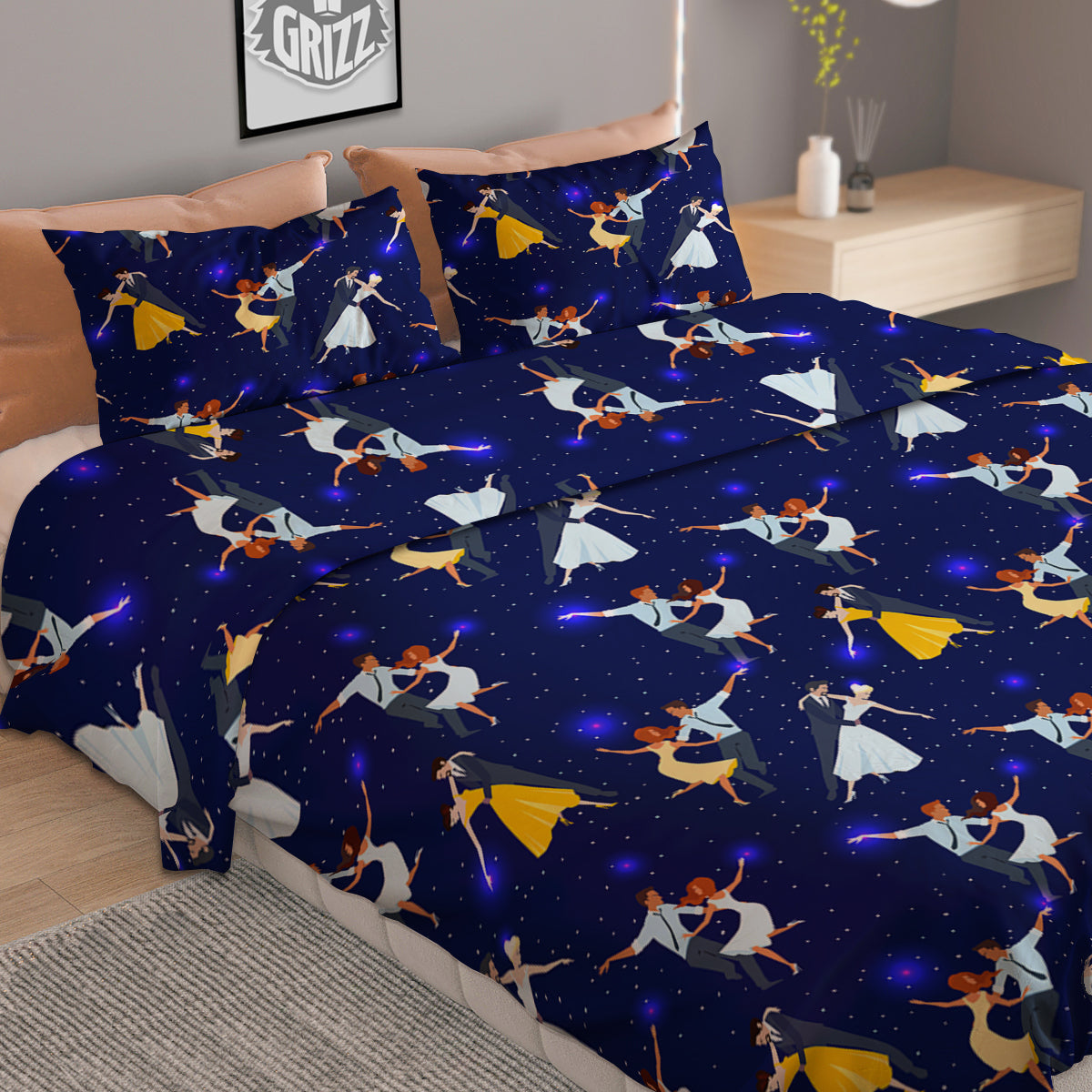 Blue Dancer Print Pattern Duvet Cover Bedding Set-grizzshop