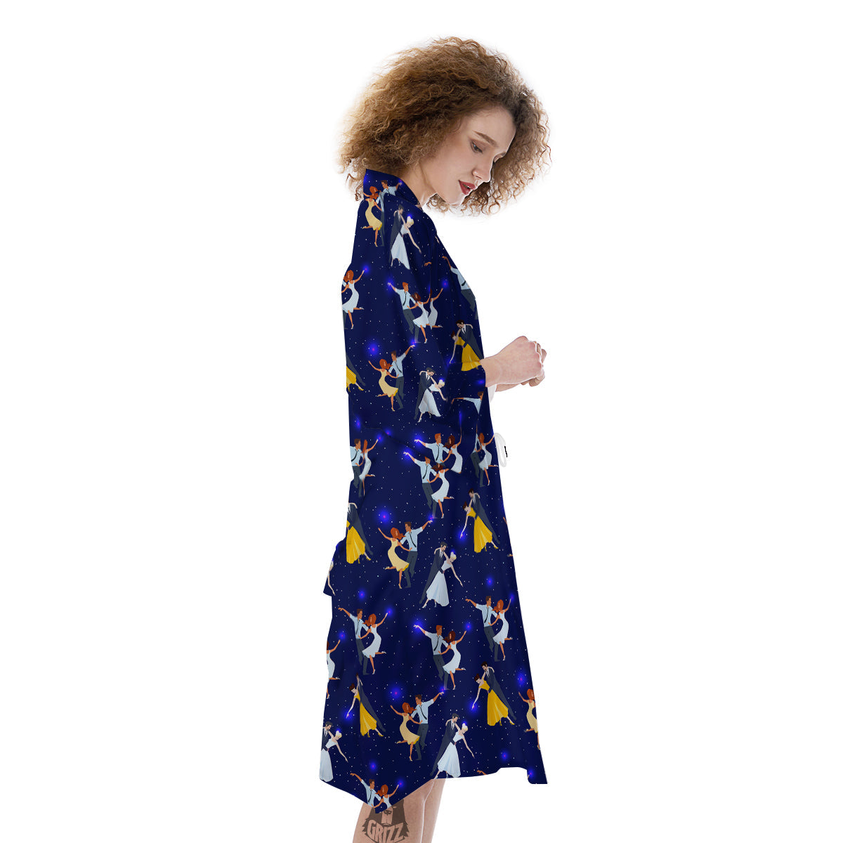 Blue Dancer Print Pattern Kimono-grizzshop