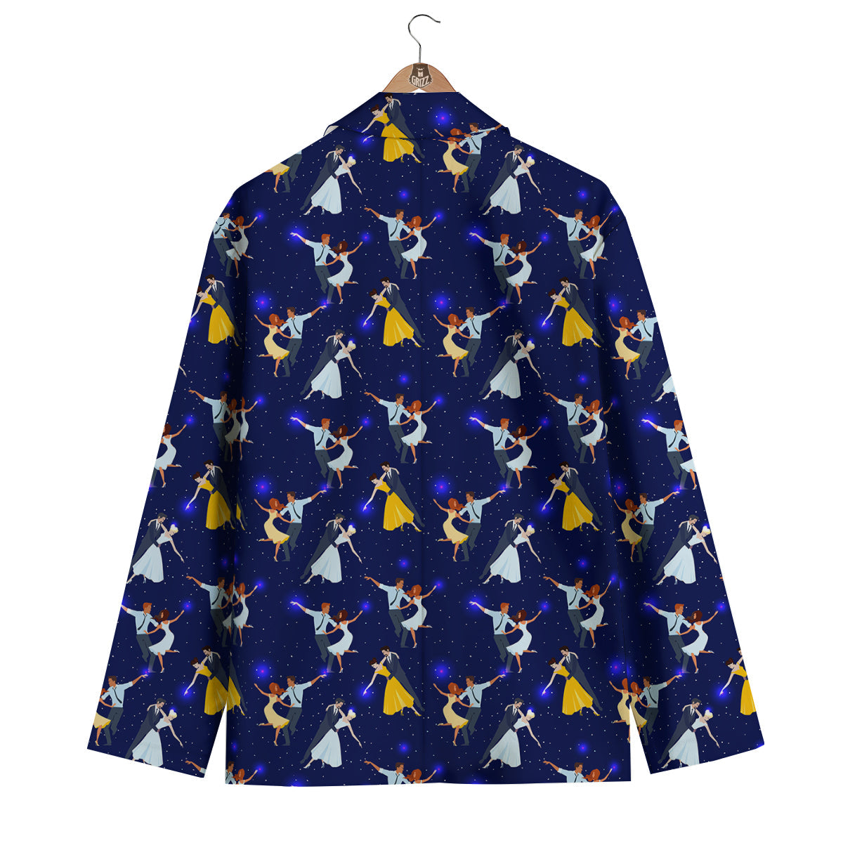 Blue Dancer Print Pattern Men's Blazer-grizzshop