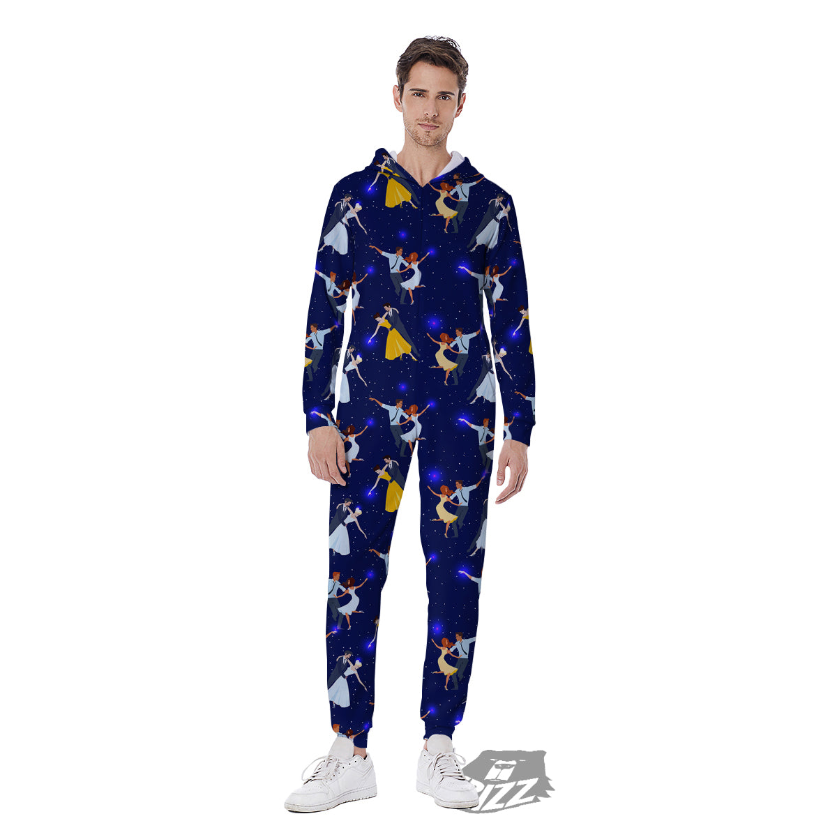 Blue Dancer Print Pattern Men's Jumpsuit-grizzshop