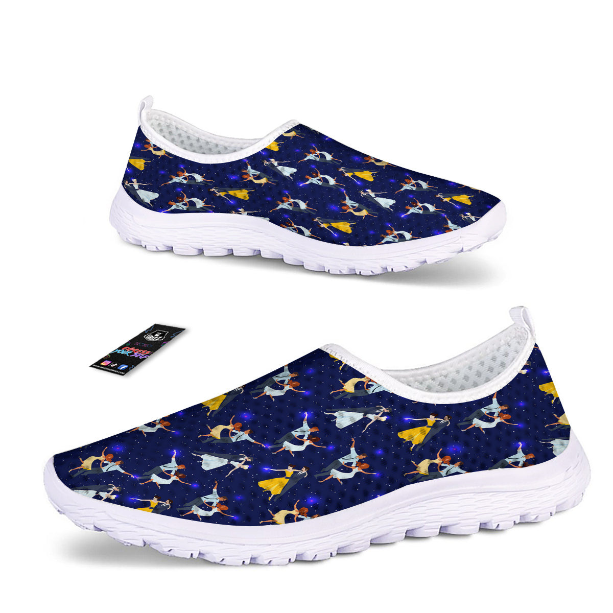 Blue Dancer Print Pattern Nurse Shoes-grizzshop