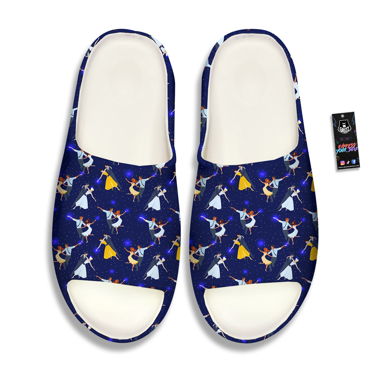 Blue Dancer Print Pattern Sandals-grizzshop