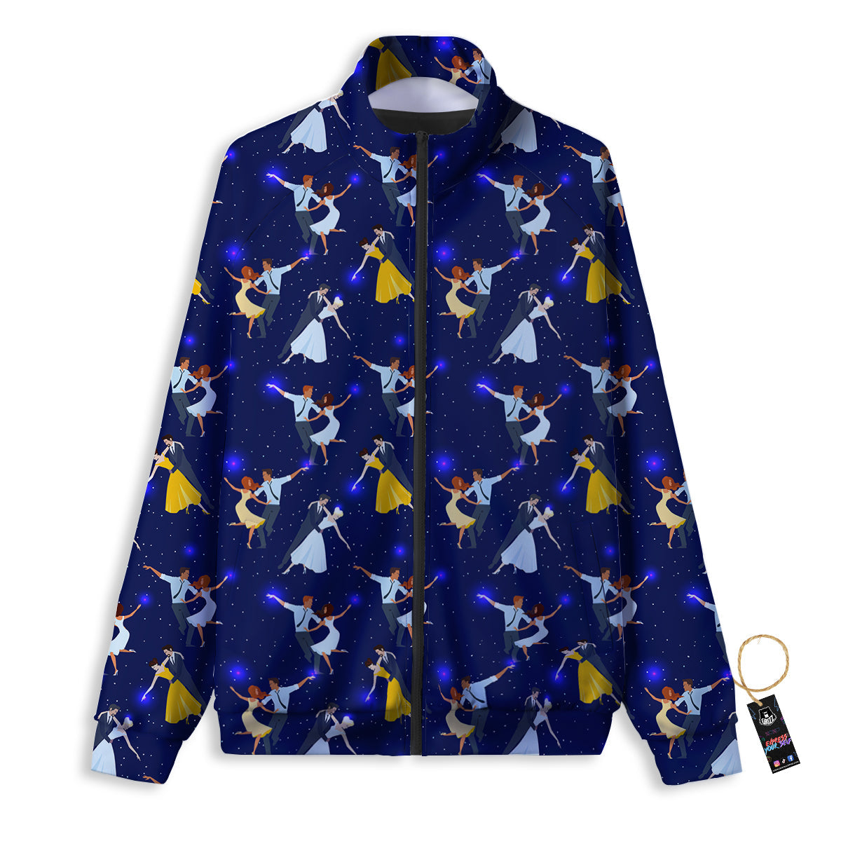 Blue Dancer Print Pattern Track Jacket-grizzshop