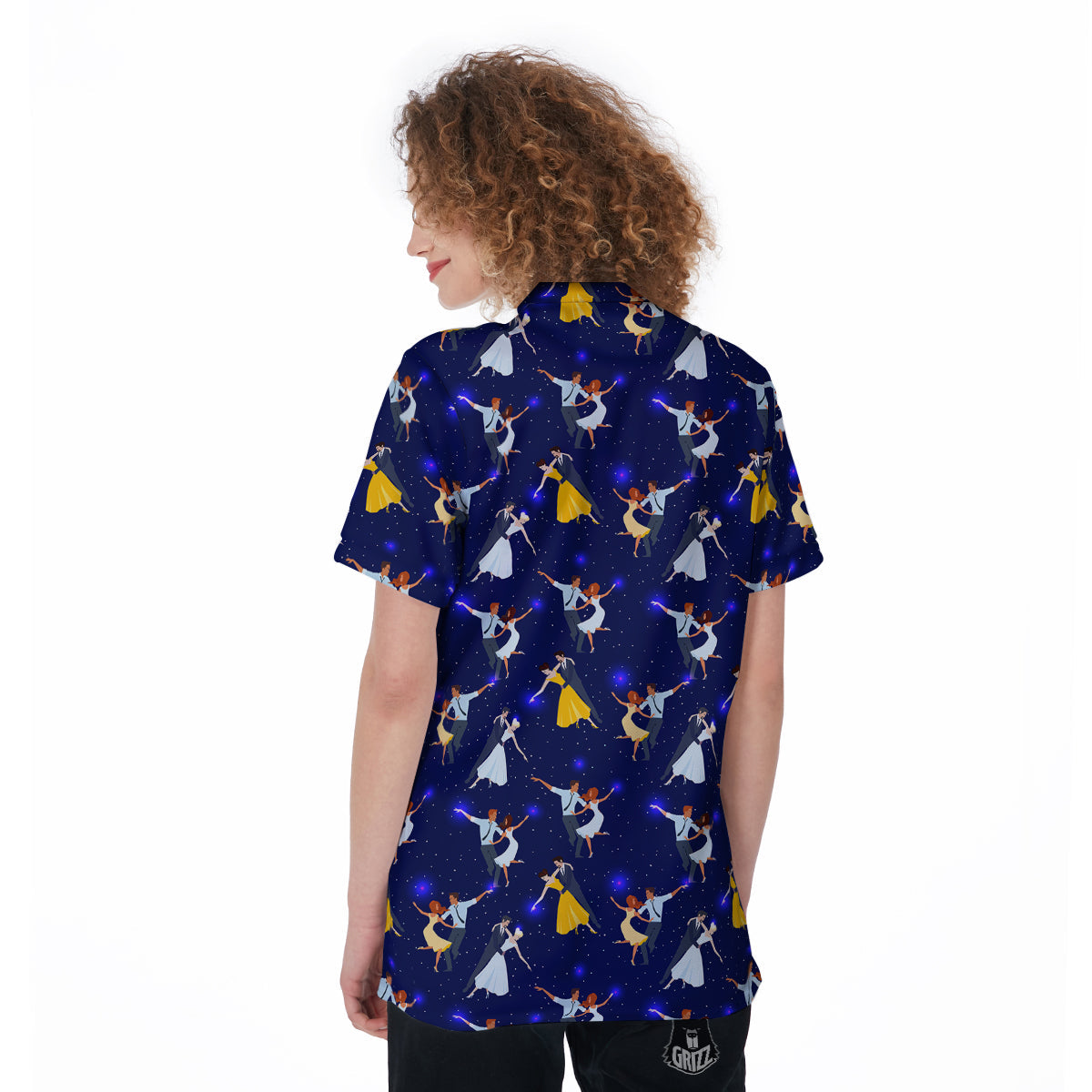Blue Dancer Print Pattern Women's Golf Shirts-grizzshop