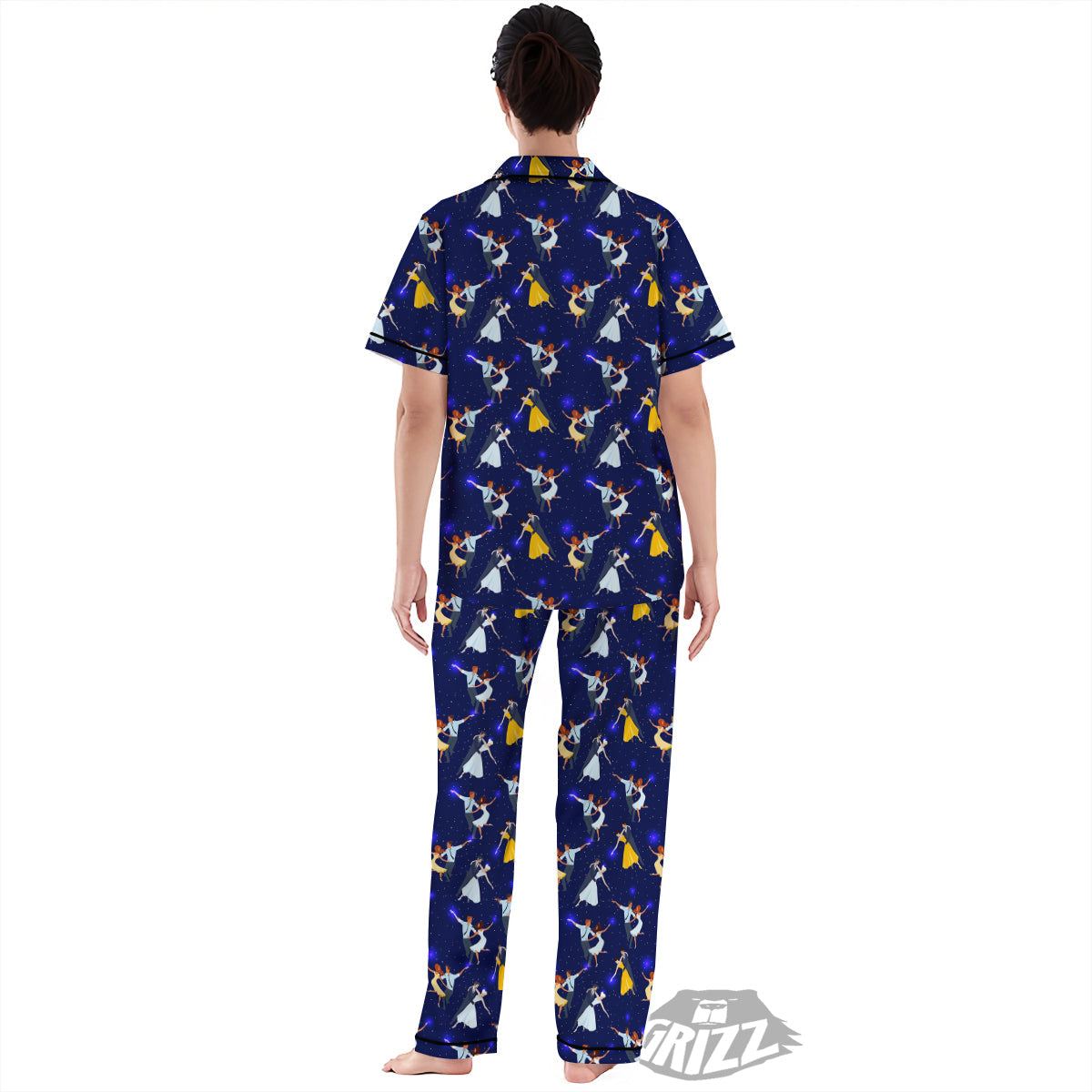 Blue Dancer Print Pattern Women's Pajamas Set-grizzshop