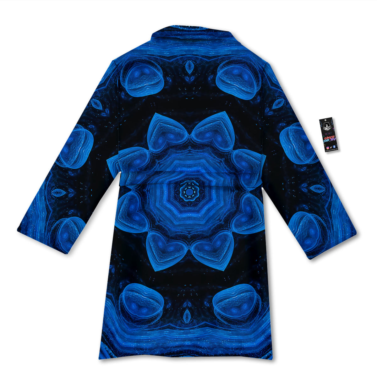 Blue Dark Kaleidoscope Print Bathrobe-grizzshop