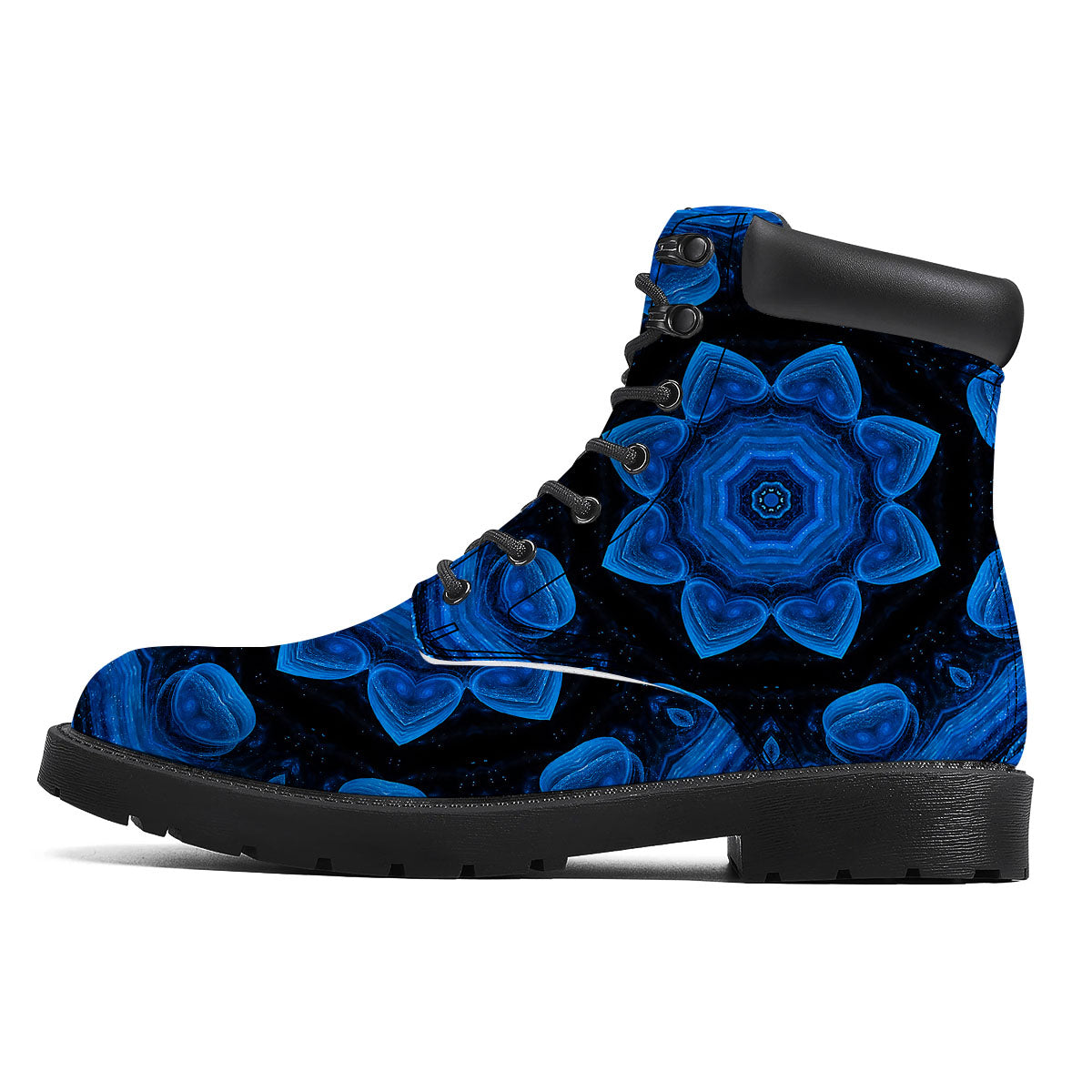 Blue Dark Kaleidoscope Print Boots-grizzshop