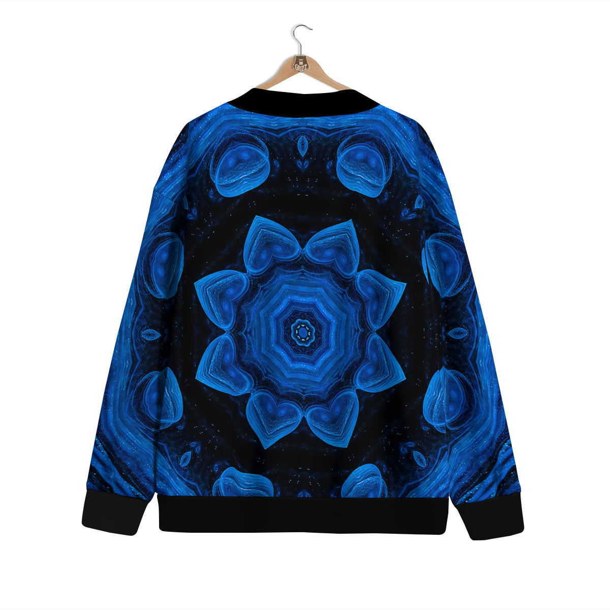 Blue Dark Kaleidoscope Print Cardigan-grizzshop