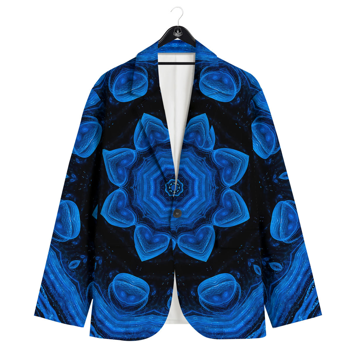 Blue Dark Kaleidoscope Print Men's Sport Coat-grizzshop