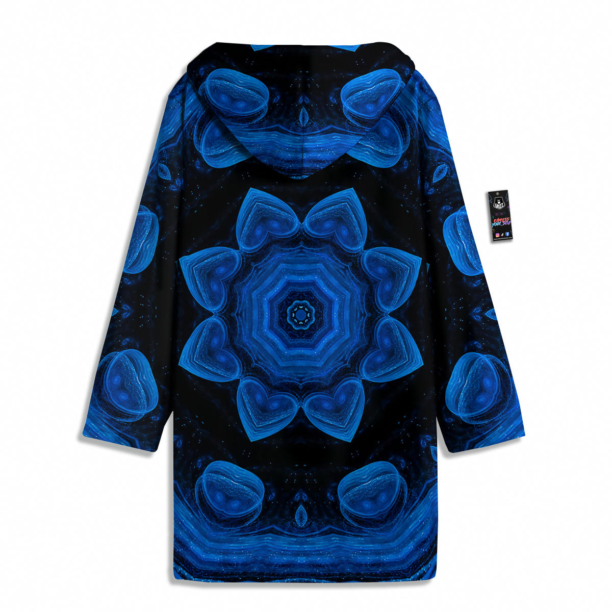 Blue Dark Kaleidoscope Print Men's Windbreaker Jacket-grizzshop