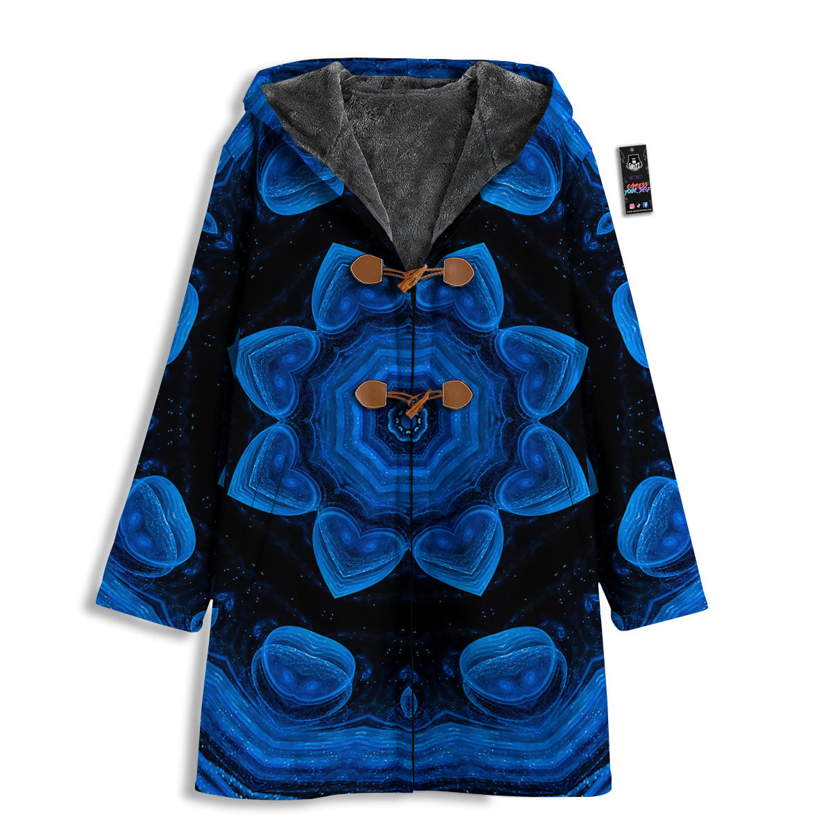 Blue Dark Kaleidoscope Print Men's Windbreaker Jacket-grizzshop