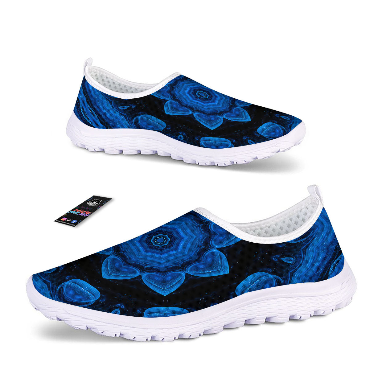 Blue Dark Kaleidoscope Print Nurse Shoes-grizzshop