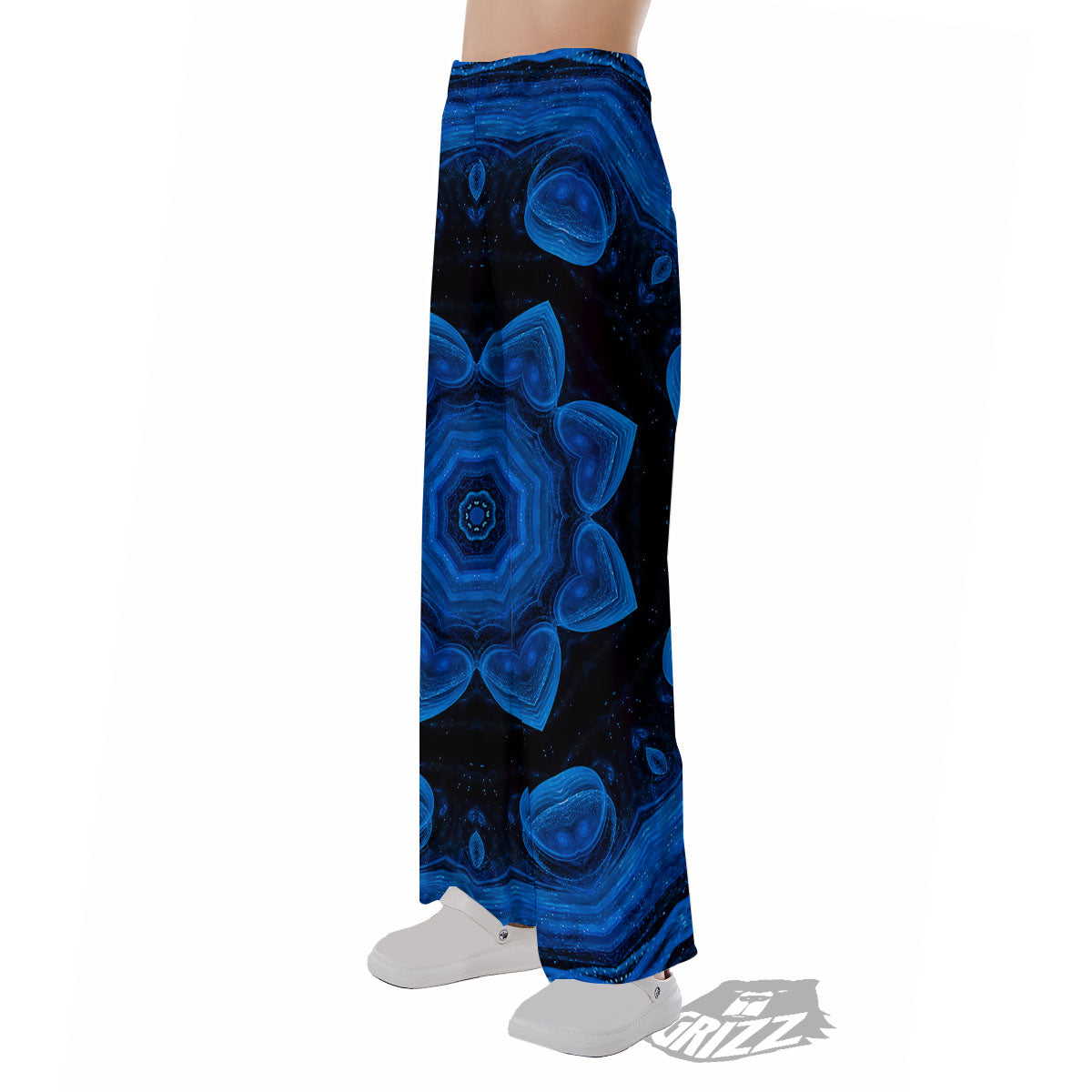 Blue Dark Kaleidoscope Print Pajama Pants-grizzshop