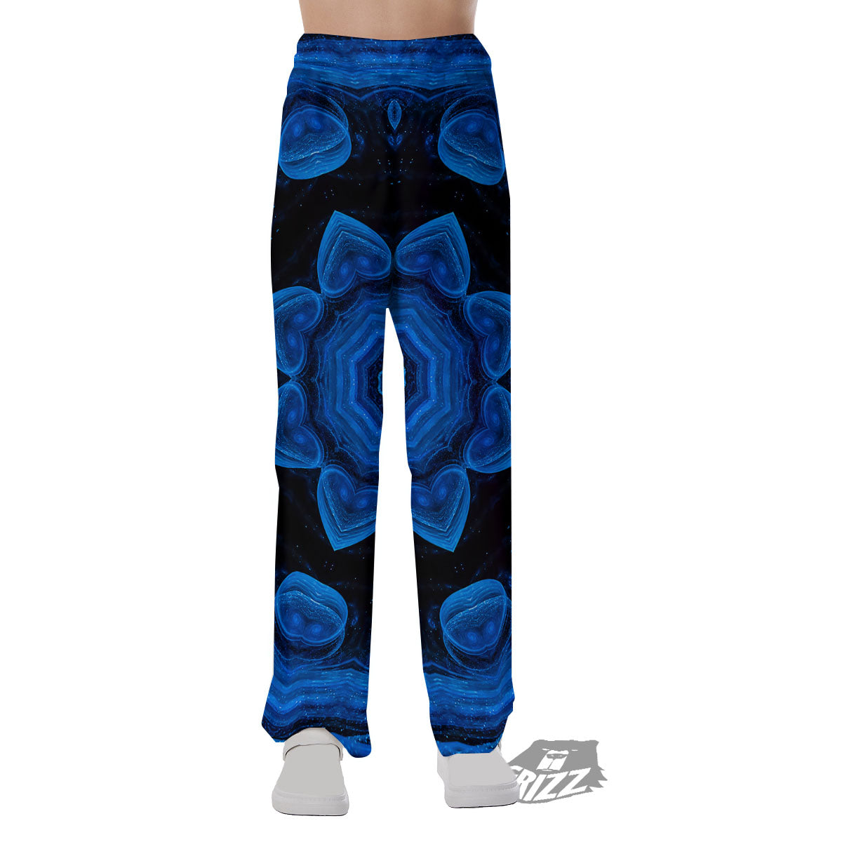 Blue Dark Kaleidoscope Print Pajama Pants-grizzshop