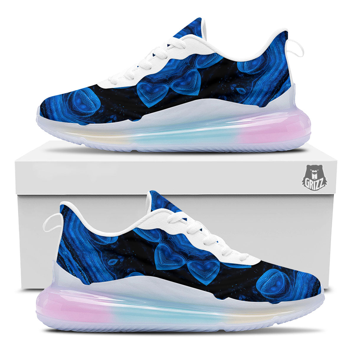 Blue Dark Kaleidoscope Print Running Sneakers-grizzshop