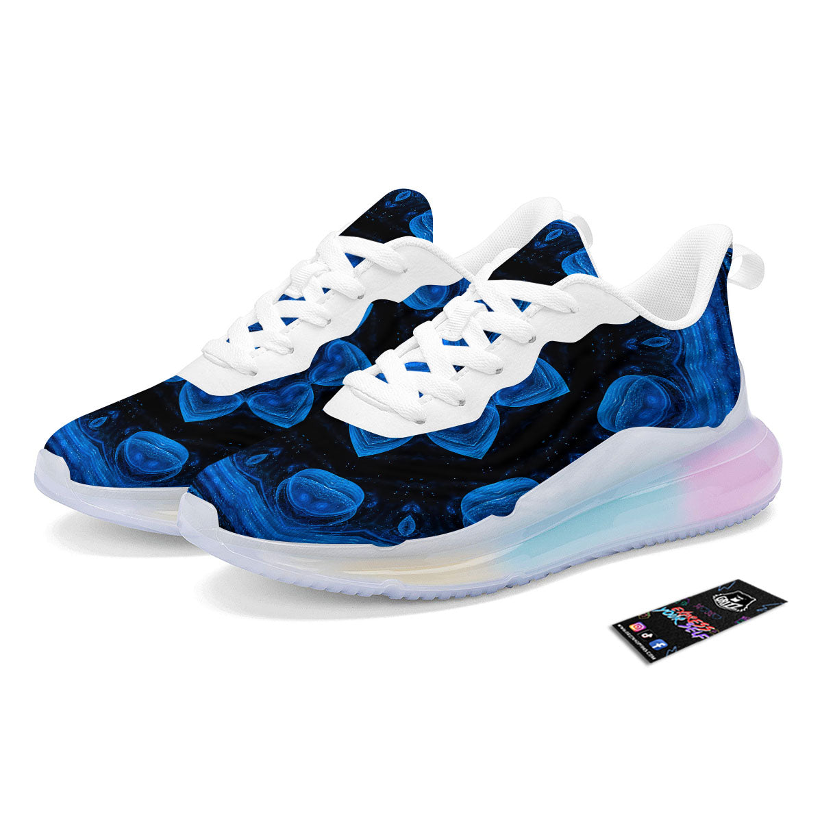 Blue Dark Kaleidoscope Print Running Sneakers-grizzshop