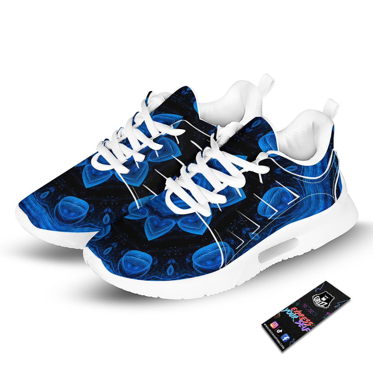 Blue Dark Kaleidoscope Print Tennis Shoes-grizzshop
