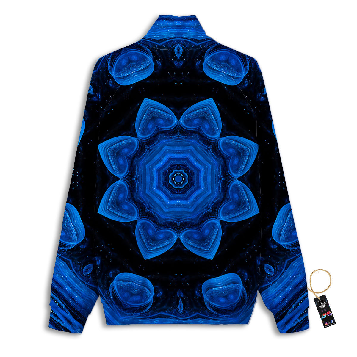 Blue Dark Kaleidoscope Print Track Jacket-grizzshop
