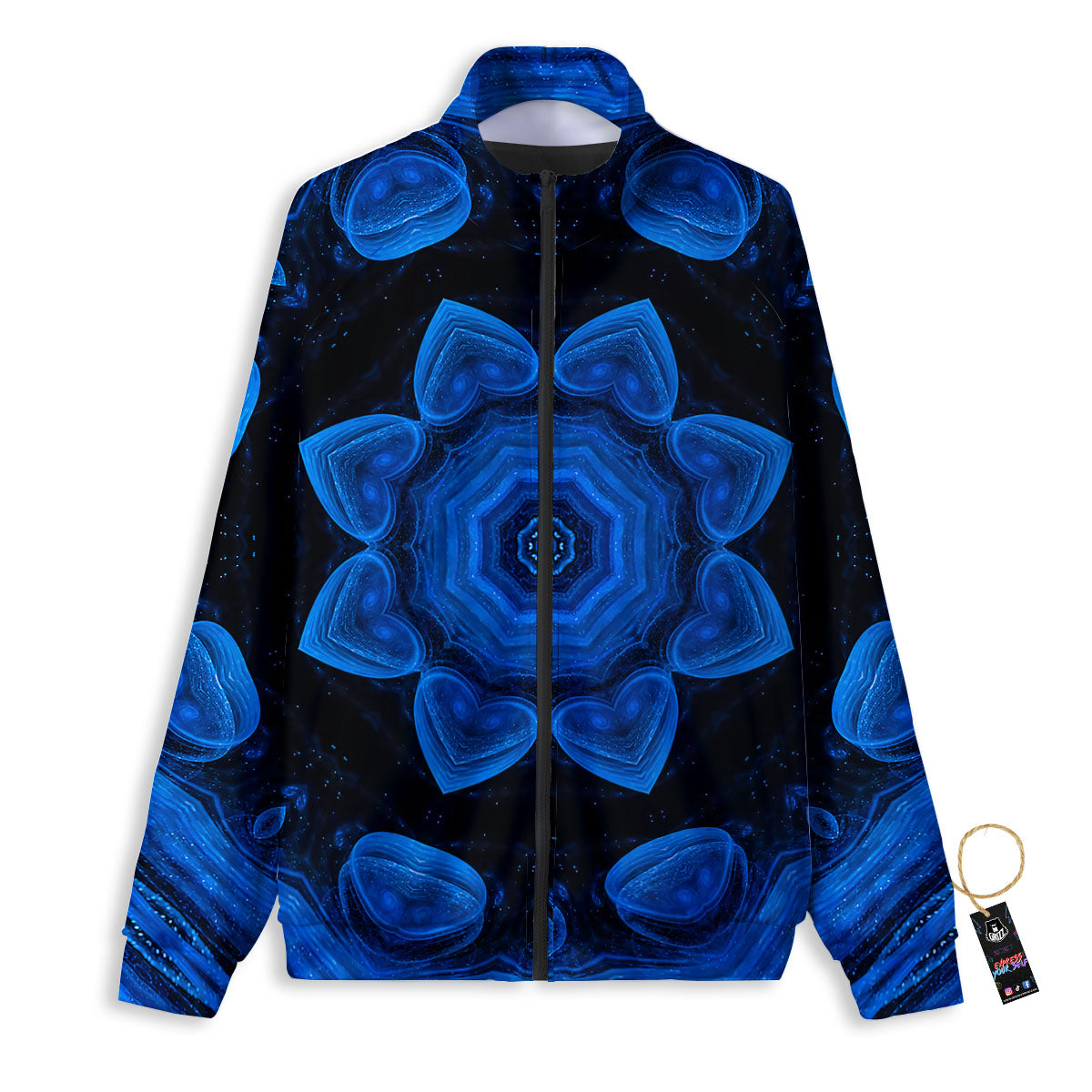 Blue Dark Kaleidoscope Print Track Jacket-grizzshop