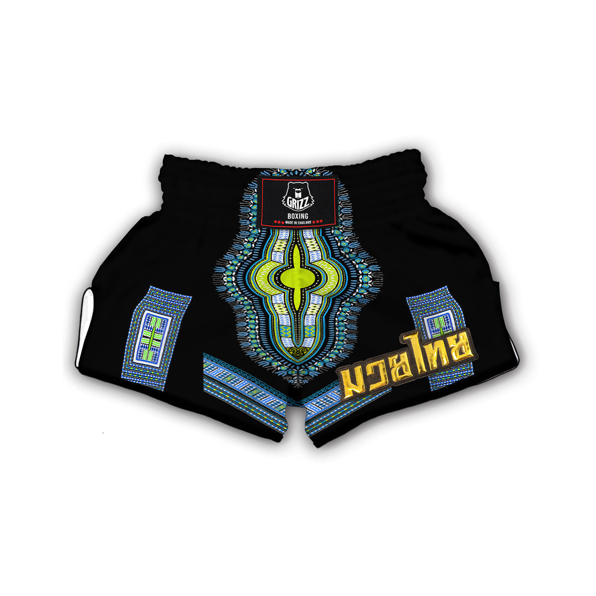 Blue Dashiki Muay Thai Boxing Shorts-grizzshop