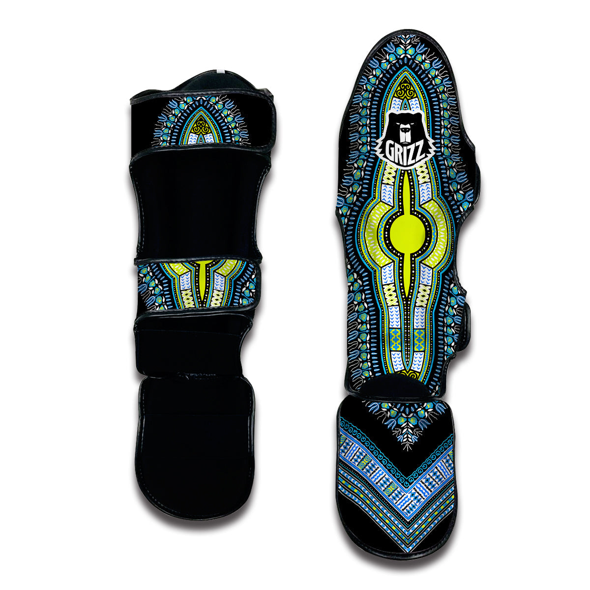 Blue Dashiki Muay Thai Shin Guards-grizzshop