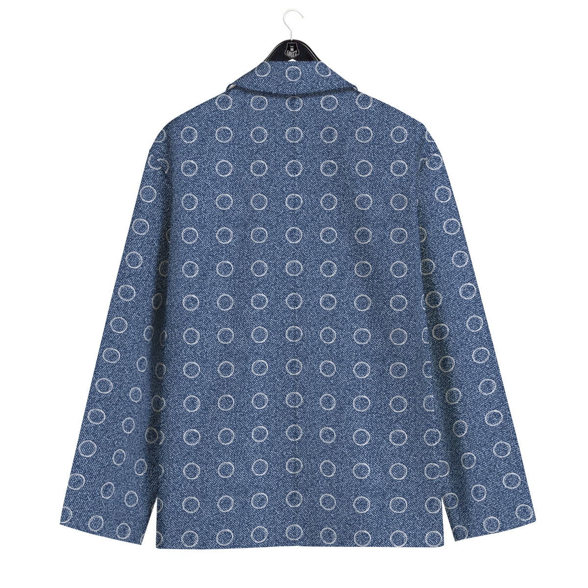 Blue Denim Jeans Polka Dot Print Pattern Men's Sport Coat-grizzshop