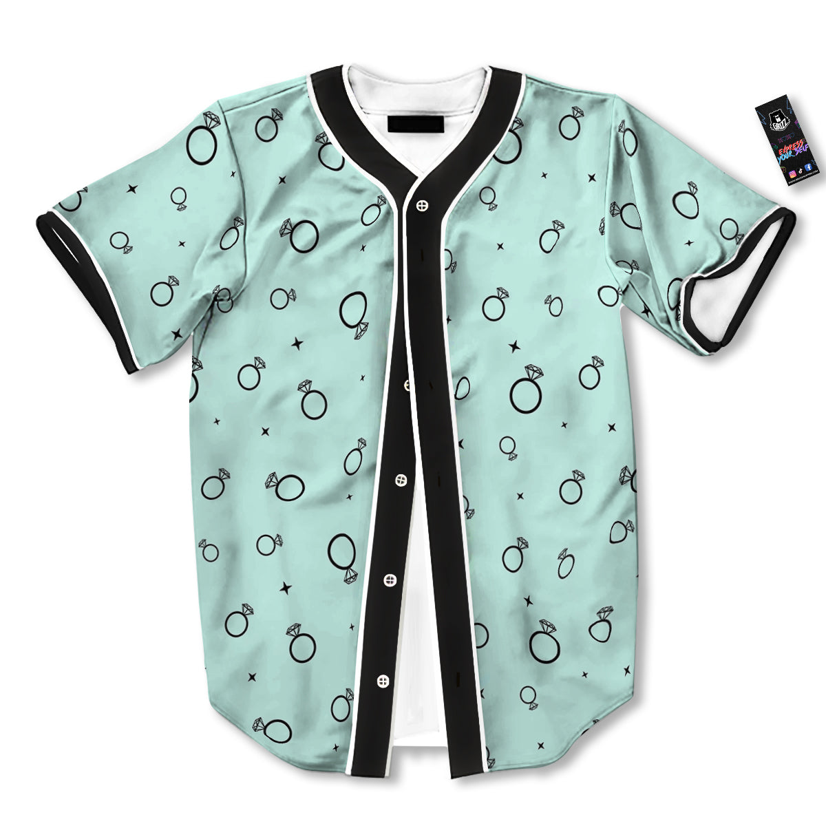 Blue Diamond Ring Print Pattern Baseball Jersey-grizzshop