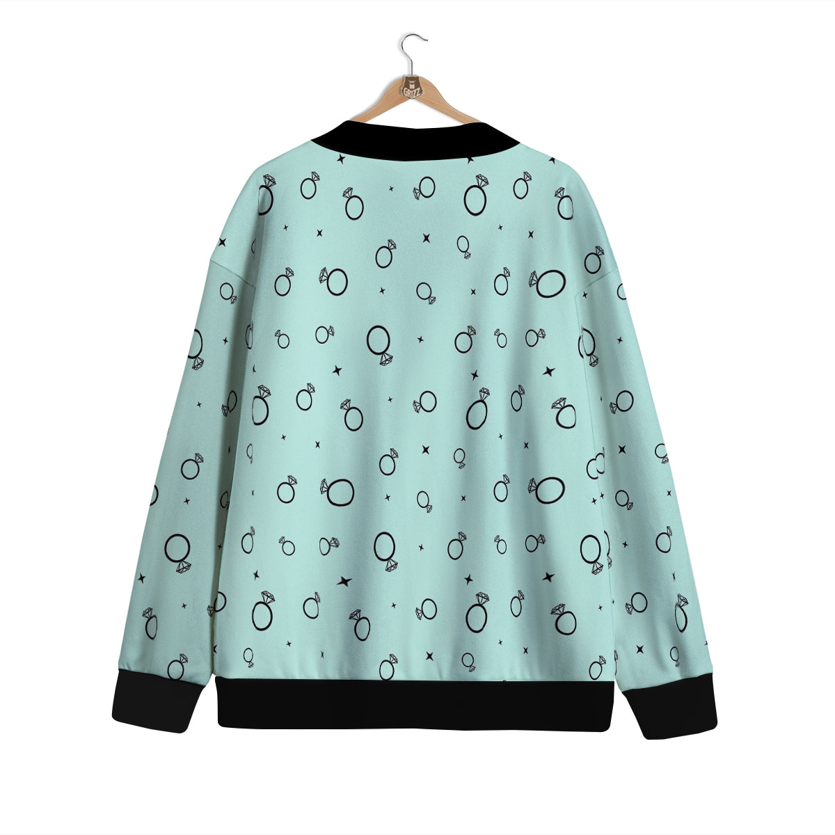 Blue Diamond Ring Print Pattern Cardigan-grizzshop