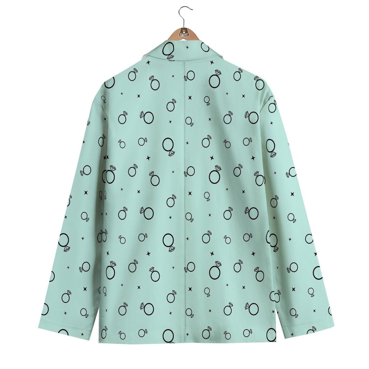Blue Diamond Ring Print Pattern Men's Blazer-grizzshop