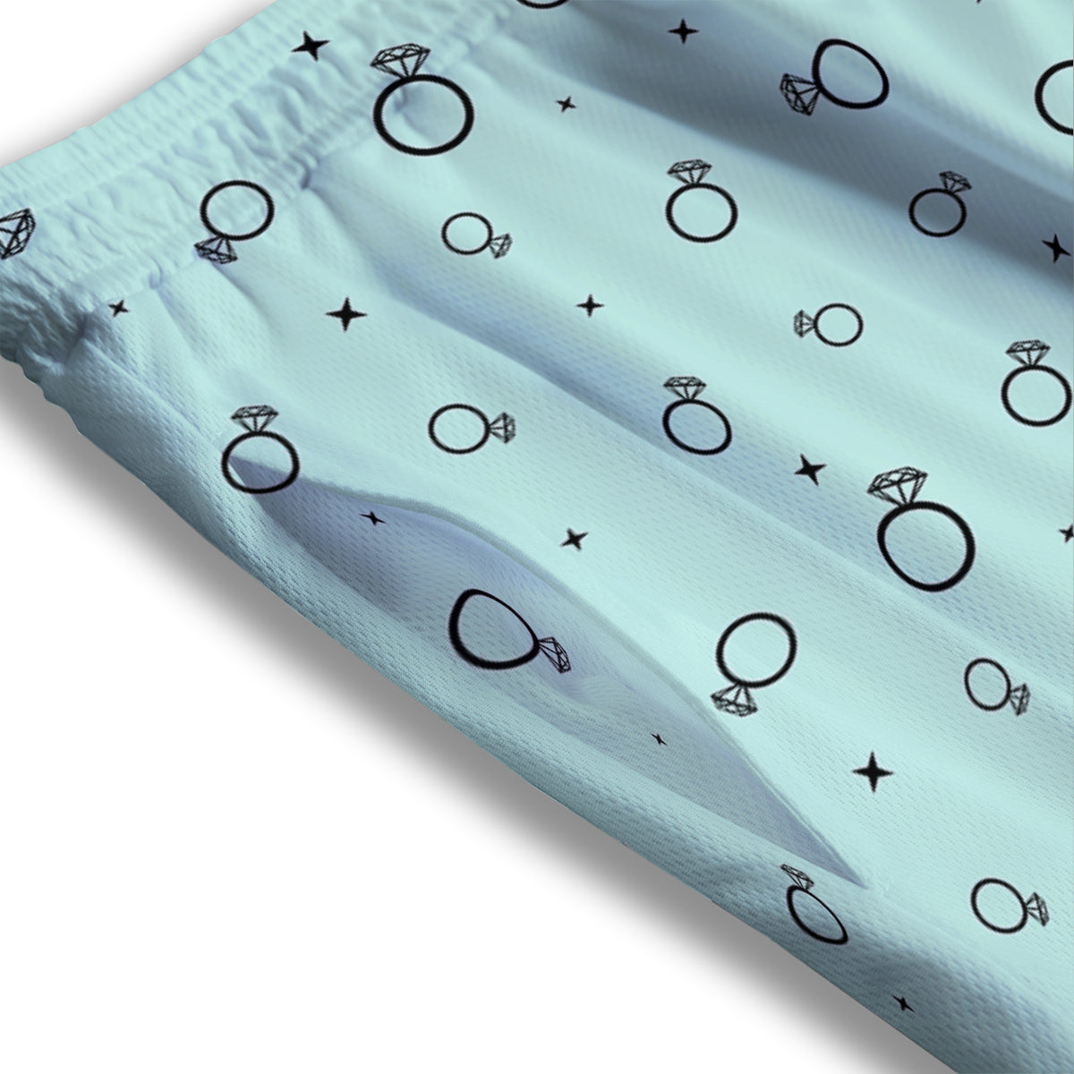 Blue Diamond Ring Print Pattern Mesh Shorts-grizzshop