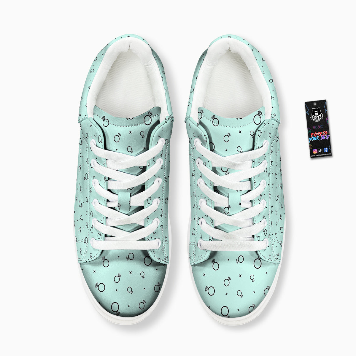Blue Diamond Ring Print Pattern Platform Shoes-grizzshop