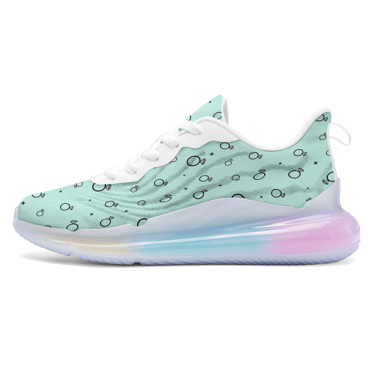 Blue Diamond Ring Print Pattern Running Sneakers-grizzshop